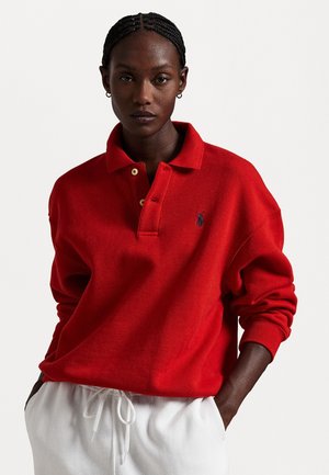 POLO-COLLAR FLEECE PULLOVER - Pusa - red