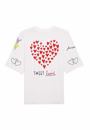 SWEETHEART TATTOO PRINT UNISEX DROPPED SHOULDER - Triko s potiskem - white