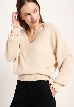 LANIUS, PULLOVER IN WICKELOPTIK - Jumper - sahara melange