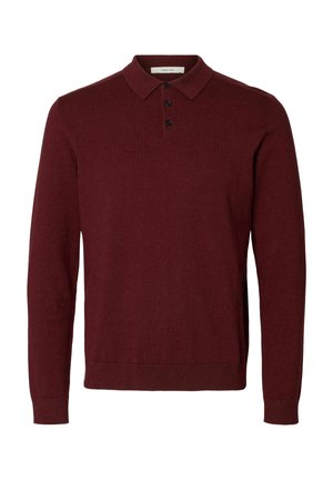 Selected, SLHBERG LS KNIT POLO B - Pikkade varrukatega topp - tawny port