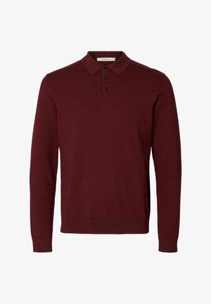 Selected, SLHBERG LS KNIT POLO B - Pikkade varrukatega topp - tawny port