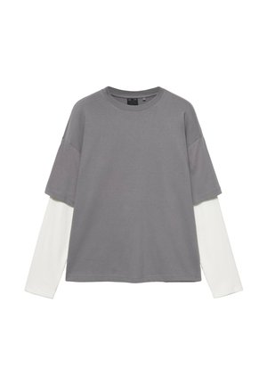 PULL&BEAR, DOUBLE-LAYER LONG SLEEVE - T-SHIRT - Long sleeved top - grey