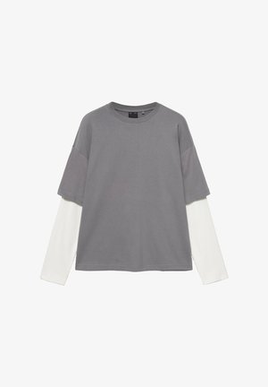 PULL&BEAR, DOUBLE-LAYER LONG SLEEVE - T-SHIRT - Long sleeved top - grey