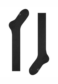 Svarta yllesockor visade, en vikt och en platt. Har en slät yta med förstärkt tå och häl. Storleken är angiven på varje. 