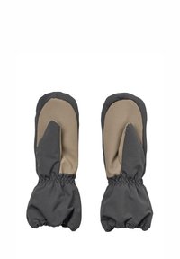 Grijze en beige wanten met een zachte buitenkant. Ontworpen met een gatherende pols voor een snug fit. Getextureerde stof met een gladde afwerking op de handpalmen.