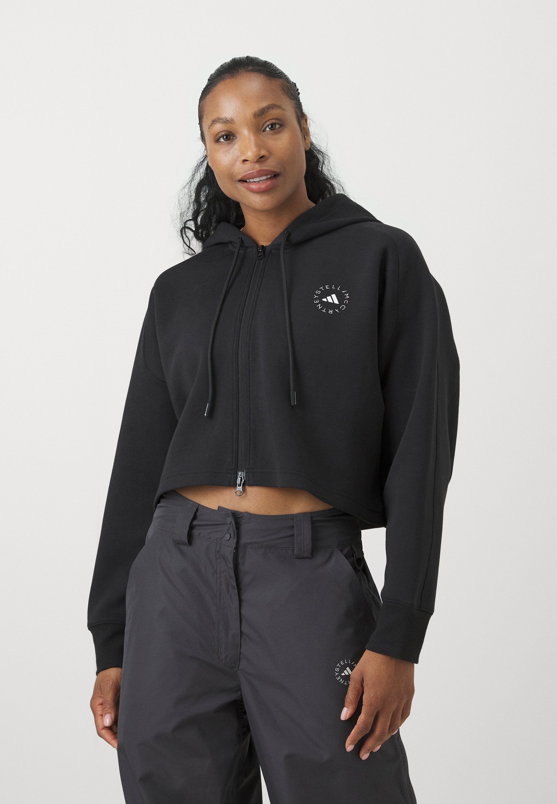 adidas by Stella McCartney HOODIE - Felpa con zip - black/nero