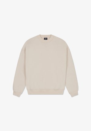 Fukszínű pulóver puha anyagból, kerek nyakkivágással, lógó vállakkal, hosszú ujjal és bordázott mandzsettával és aljjal. Egyszerű és minimalista kialakítás.