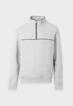 Pier One by Zalando, PIPING QUARTER ZIP - Sweatshirt - mottled light grey
