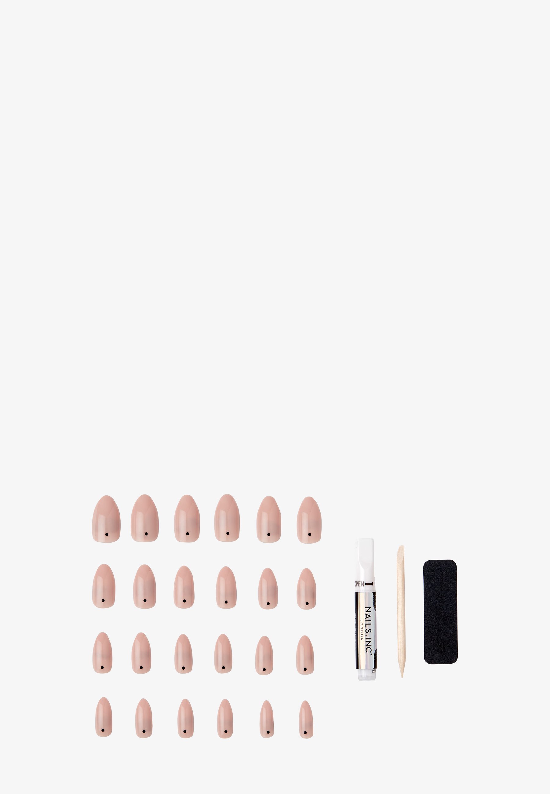 Nails.INC Falsche Nägel 'Going Dotty' – 24 Stück Mit Punktdruck, Mandelform, Inklusive Nagelkleber