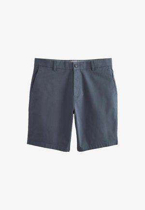 Mornarsko modri šortsi iz lahko tkanine. Značilnosti vključujejo gumbasto zapiranje spredaj, dva stranska žepa in čisto, ravno krojenje.