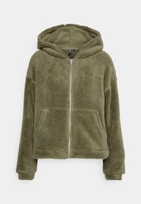 Pieces PCCARLI ZIP HOODIE - Casaco polar - deep lichen green