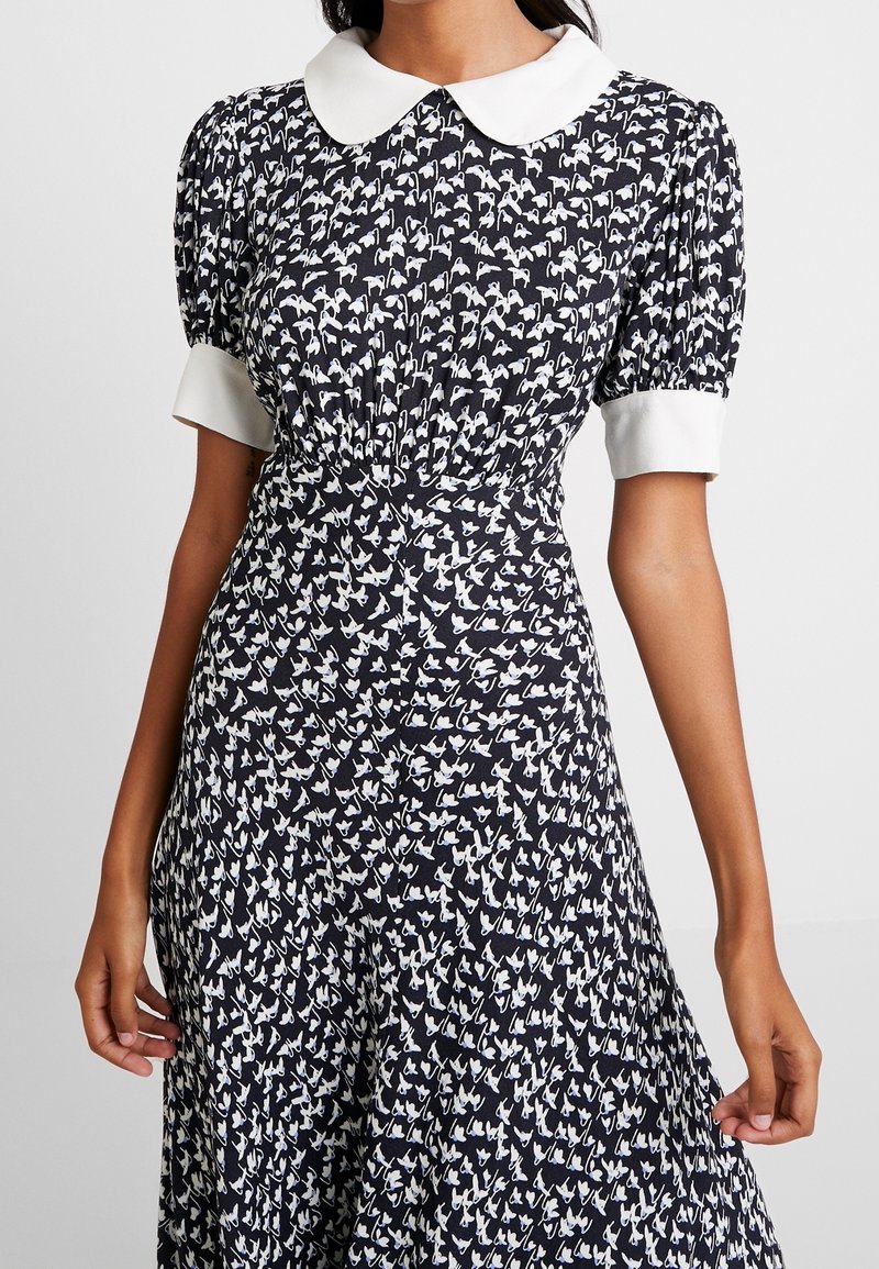 for love and lemons blue river mini dress Navy & Ivory Floral Printed Ghost/M&S Dress With Collar 8
