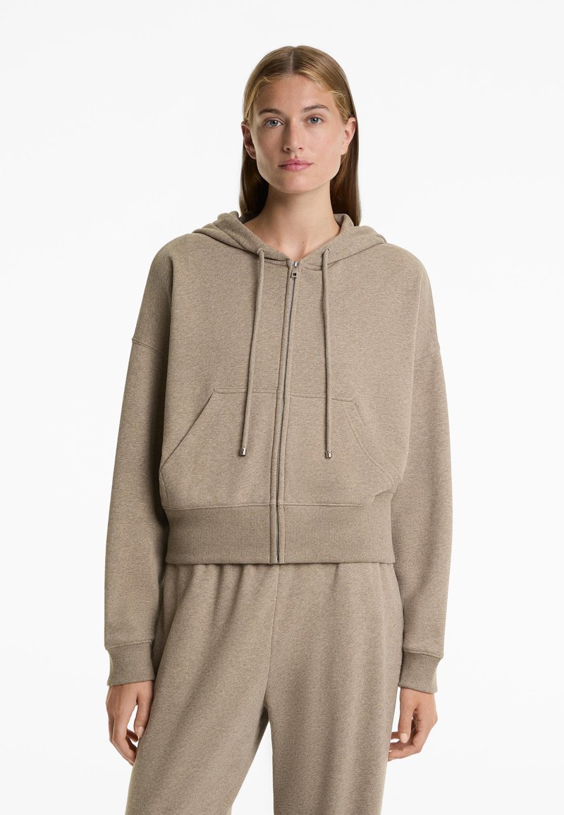 OYSHO WIDE-SLEEVE HOODED  - Mikina so zipsom - khaki