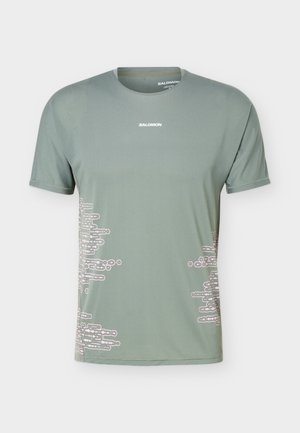 Salomon, SENSE AERO TEE - T-shirt imprimé - castor gray/pink frosting
