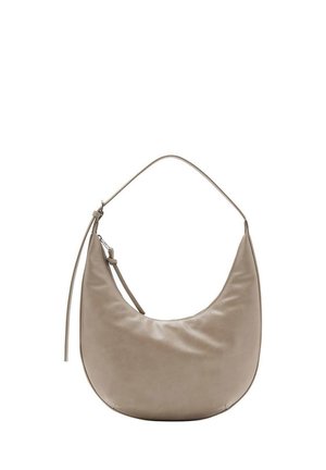 Borsa hobo in pelle marrone chiaro con una silhouette curva, una tracolla unica e una superficie liscia. Presenta un design minimalista e cuciture sottili.