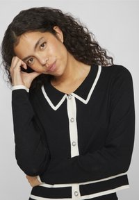 VILA VIBLAIR - Casaco de malha - black/white