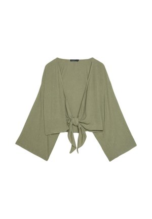 Stradivarius, FLOWING OPEN BLOUSE - Blouse - khaki