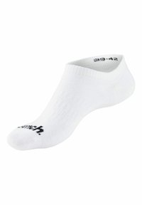 White ankle sock made of cotton blend, featuring ribbed texture, rounded toe, and a black brand logo on the sole. Available in sizes 39-42.