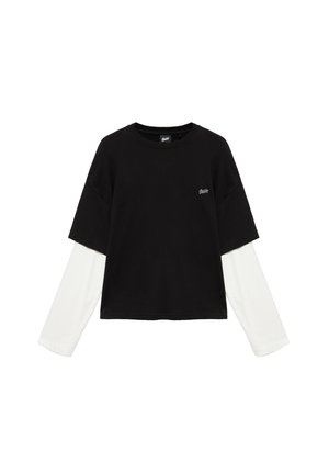 PULL&BEAR, DOUBLE SLEEVE WITH LOGO - T-SHIRT - T-shirt à manches longues - black