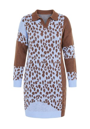 MIAMODA, STRICKKLEID, LOOSE FIT, LEO-MUSTERMIX, LANGARM - Gebreide jurk - swell blue