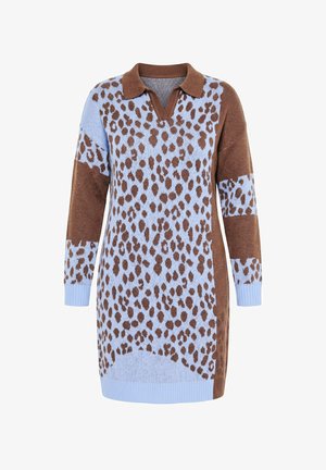 MIAMODA, STRICKKLEID, LOOSE FIT, LEO-MUSTERMIX, LANGARM - Gebreide jurk - swell blue