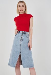 Herita BUTTONED STRAIGHT SLIT  - Jeanskjol - blue