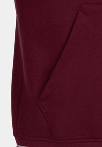 Bordeaux sweatshirtstof met een soepele textuur, voorzien van een kangoeroezak aan de voorkant en een rechte zoom.
