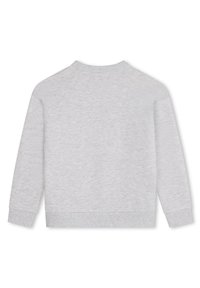 Felpa grigia a maniche lunghe con scollatura rotonda, polsini e orlo a coste. Realizzata in un morbido tessuto testurizzato, presenta un colore solido e uniforme.