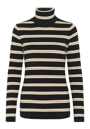 Soaked in Luxury SPINA STRIPED ROLLNECK - Striktrøje - black w sandshell stripe