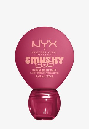 NYX Professional Makeup Smushy SOS feuchtigkeitsspendende Lippenmaske in einem pinkfarbenen, abgerundeten Behälter, 12 ml Größe.