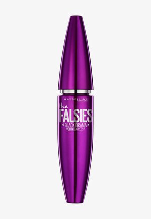 Mascara Maybelline Falsies Black Drama in un tubo viola lucido, con design affusolato e etichetta in testo argentato per l'identificazione del marchio.