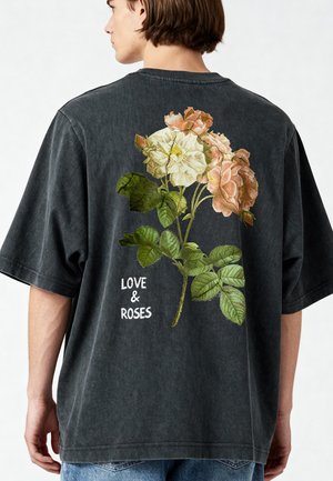ROSES BACK HEAVYWEIGHT - Tričko s potlačou - washed black