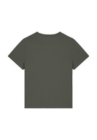 Korte mouwen, ronde hals t-shirt in donkergroen, gemaakt van zacht katoen. Eenvoudig ontwerp met een gladde textuur en zonder zichtbare logo's of patronen.