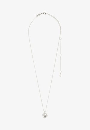 Sidabrinė grandinėlė su tekstūruotu pakabuku geometriškoje formoje, su užsegimu ir reguliuojamo ilgio grandine.