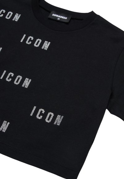 Dsquared2 ICON CROPPED GLITTER - T-shirt con stampa - nero