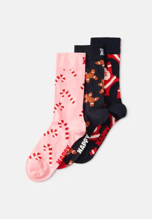 SANTA CANDYCANE GINGERBREAD SOCKS UNISEX 3 PACK  - Strømper - multi