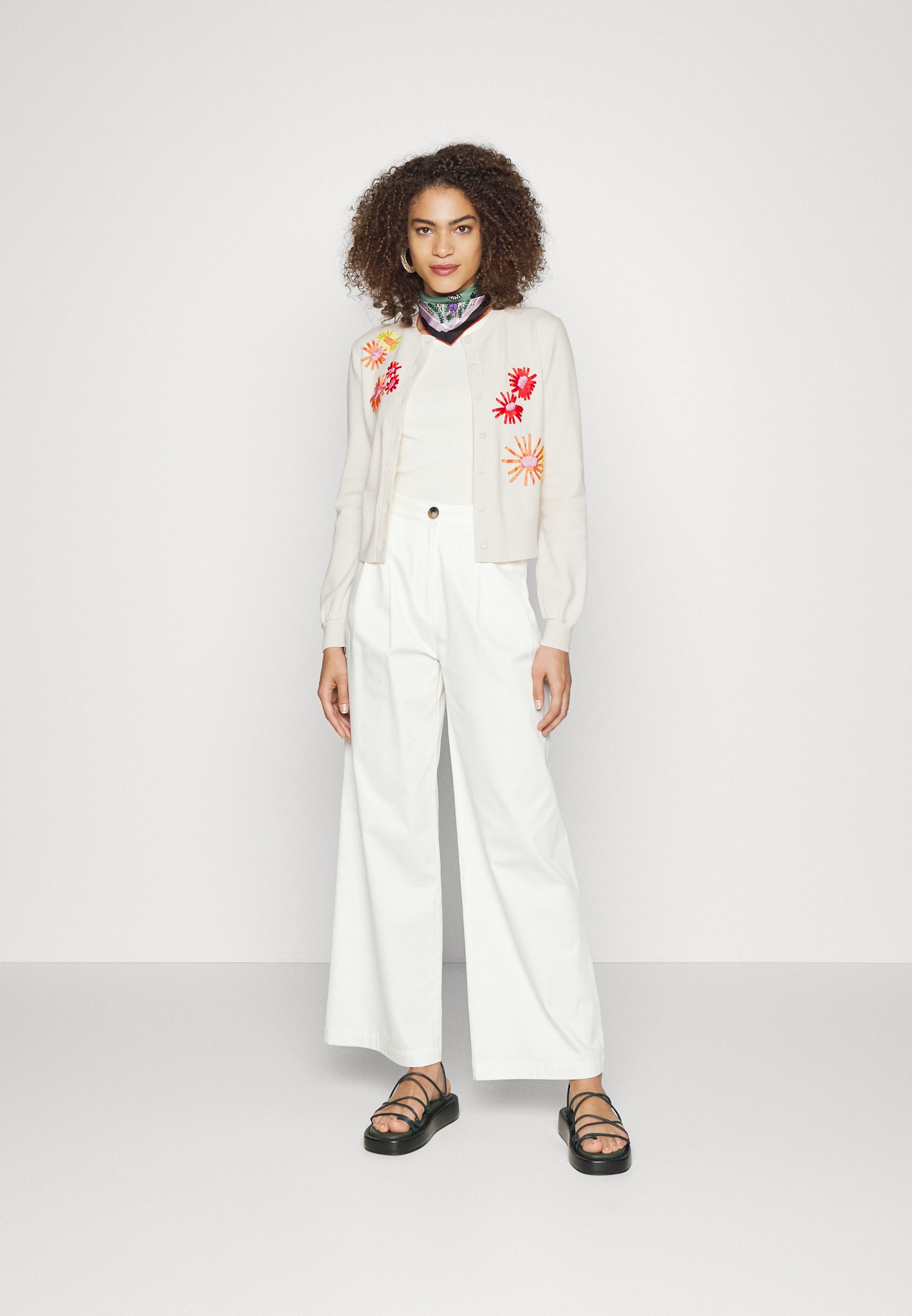 Kate Spade New York Cardigan with Appliqués Womens Cream XS