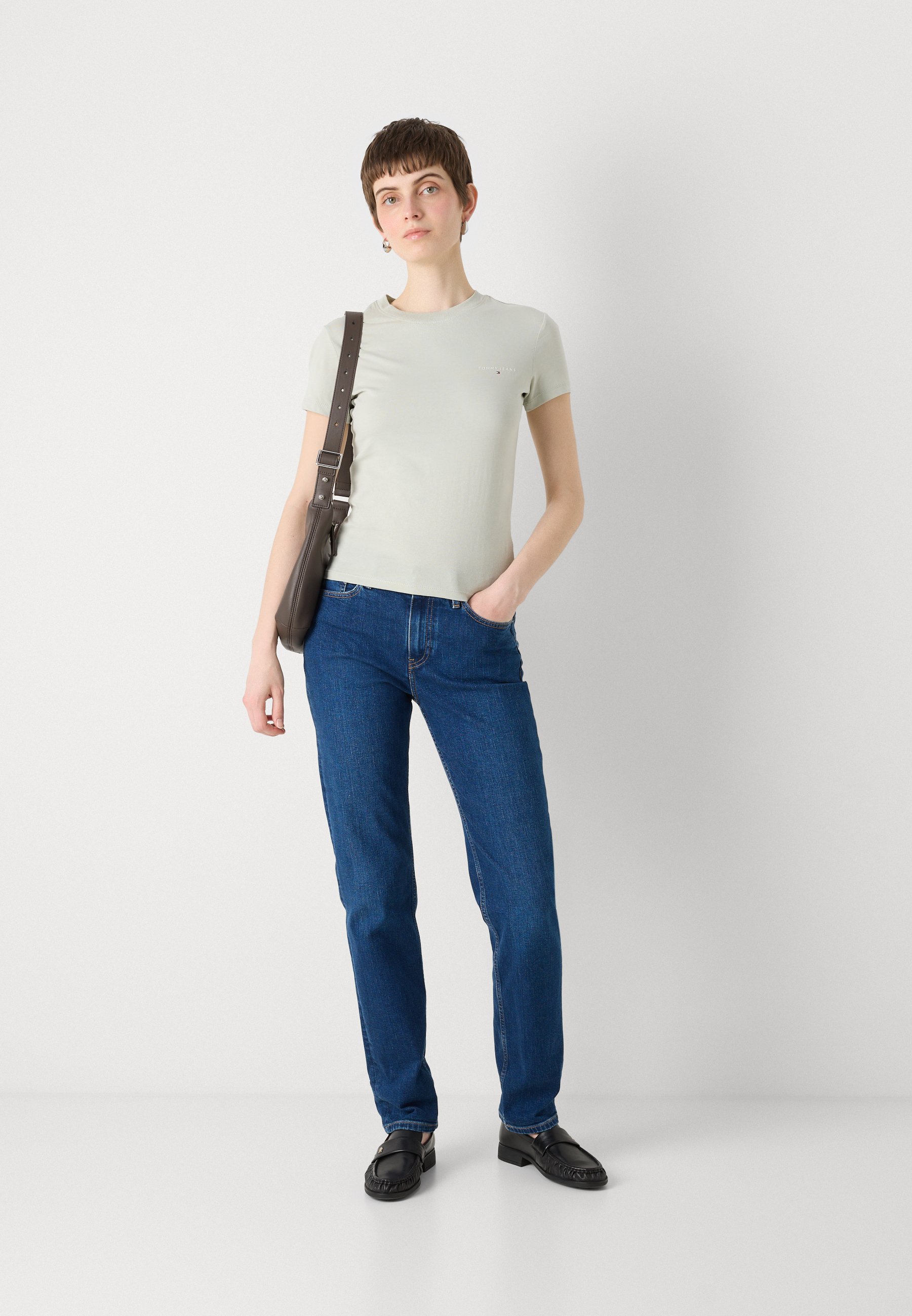 売れ筋商品|||トミーヒルフィガー Tシャツ レディース トップス SLIM LINEAR TEE - Basic T-shirt - misty sage Tommy Jeans SLIM LINEAR TEE - T-shirt basic - misty sage