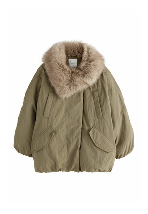 Next, SHOWER RESISTANT OVERSIZED BOMBER JACKET WITH FAUX FUR COLLAR - Abrigo de invierno - khaki green