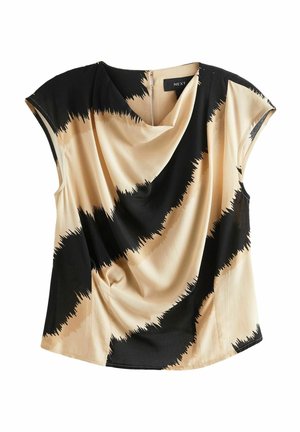 COWL NECK CAP SLEEVE - REGULAR FIT - Blus - black cream blurred stripe