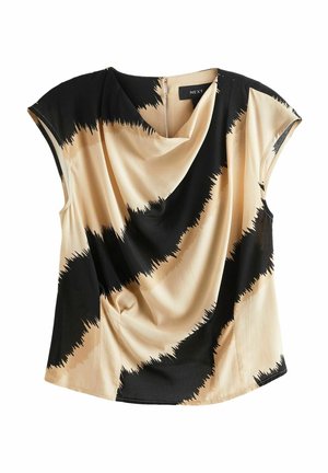 COWL NECK CAP SLEEVE - REGULAR FIT - Blūze - black cream blurred stripe