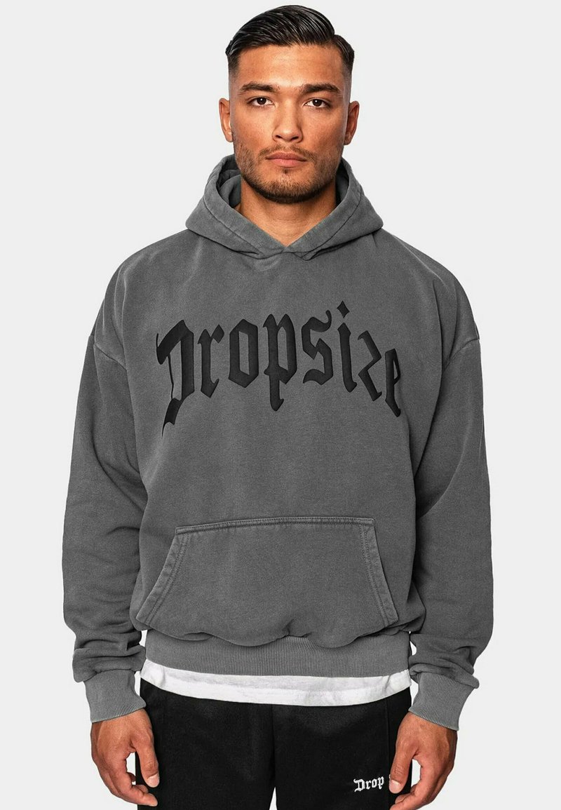 Dropsize HEAVY PRINT - Kapuzenpullover - washedgrey