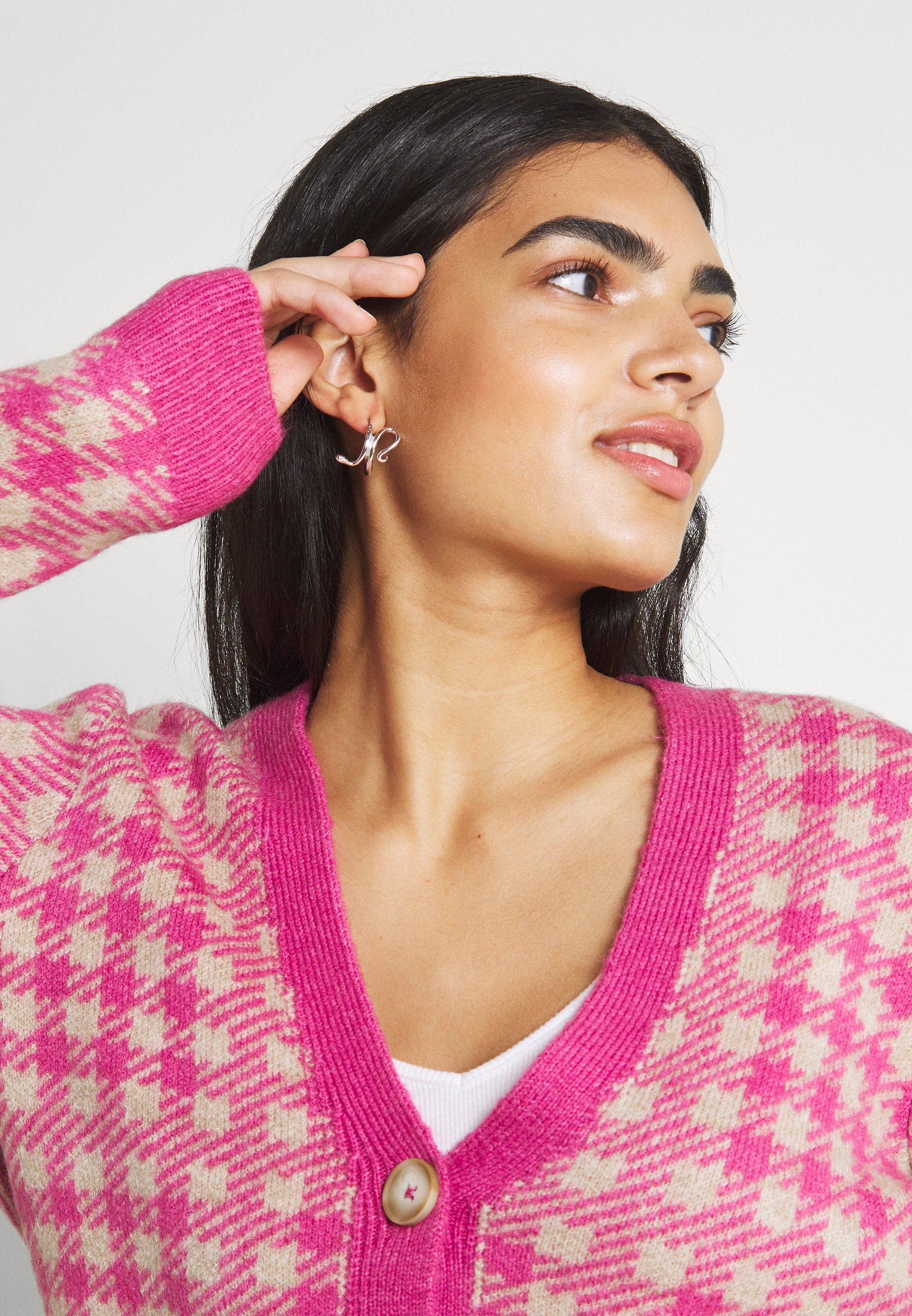 Damen VICHEKINA CARDIGAN - Strickjacke - natural melange/pink Damen VICHEKINA CARDIGAN - Strickjacke - natural melange/pink