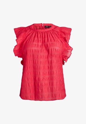 Zizzi, ÄRMELLOSE BLUSE MIT STRUKTUR UND RÜSCHEN - Pusero - rot
