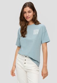 QS T-shirt print - helles türkis