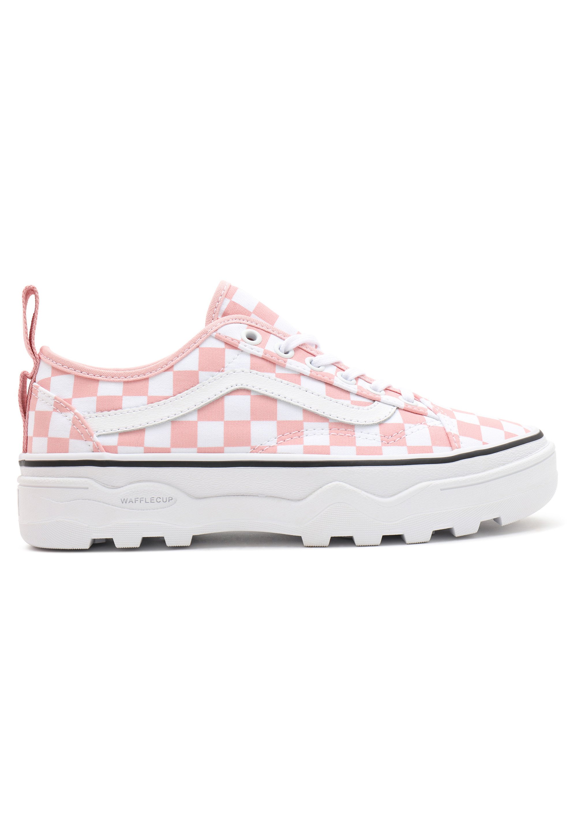 black and hot pink checkerboard vans