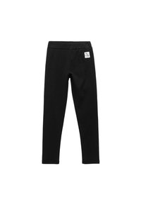 Sorte leggings lavet af strækbar bomuld med en blød tekstur, der har en elastisk talje og et lille mærkelogo-tag på forsiden.