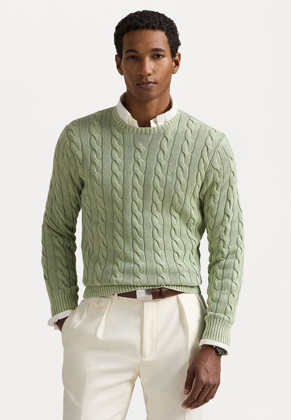 CABLE-KNIT MINERAL-DYED COTTON SWEATER - Jumper