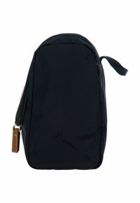 Borsa rettangolare blu navy realizzata in tessuto resistente, con chiusura superiore a zip, manico laterale e design minimalista.