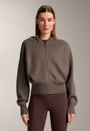 HOODED WITH SIDE DETAILS - Bluză de molton cu fermoar - beige